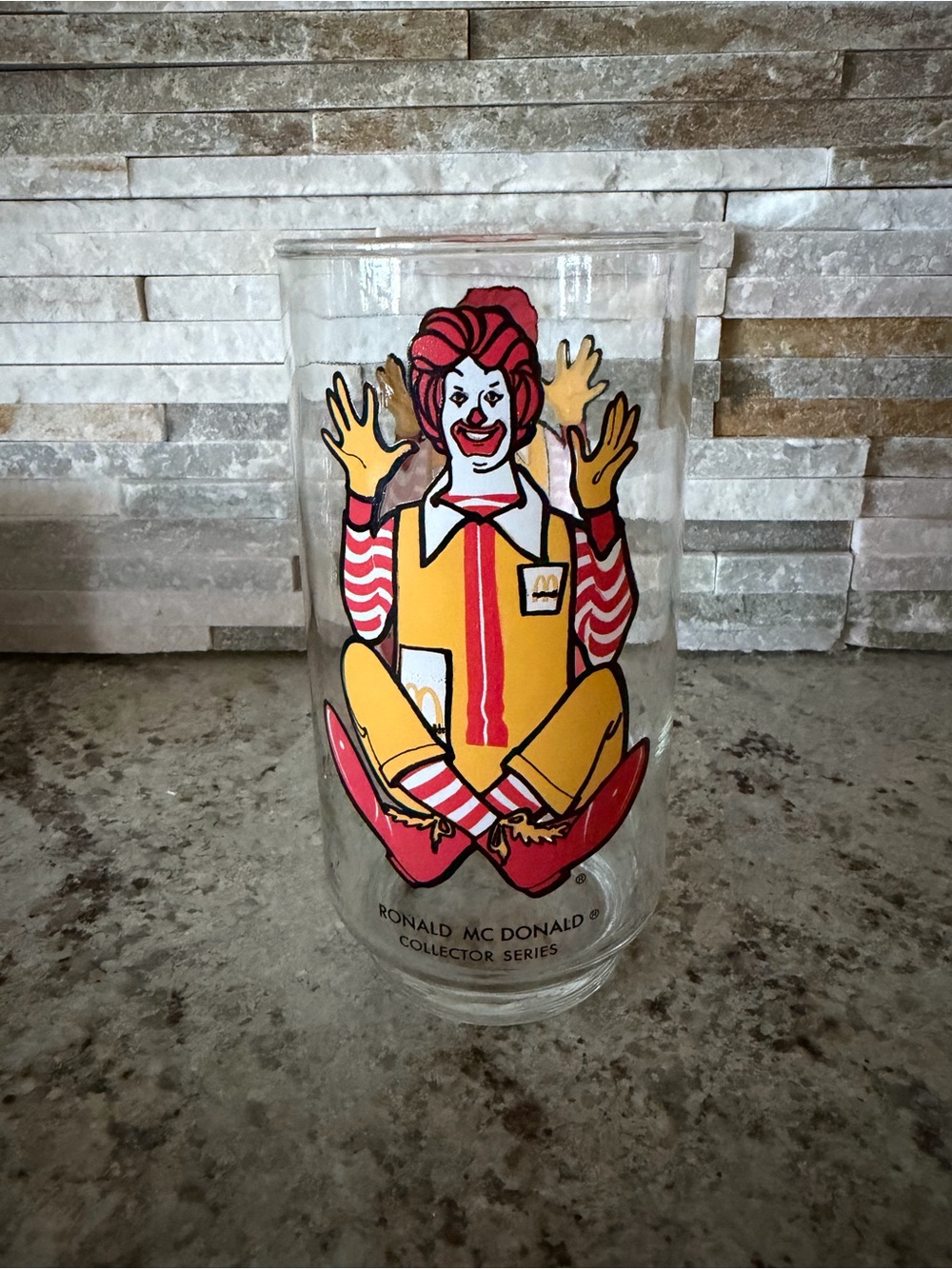 McDonald's Ronald McDonald Glass Tumbler Collector Series Red Yellow Ronald